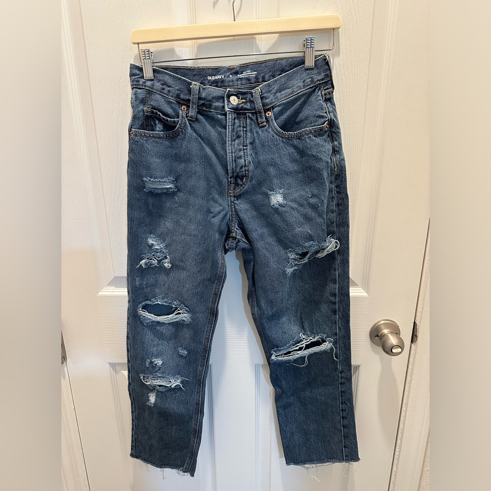 Old Navy Distressed Dark Blue Jeans